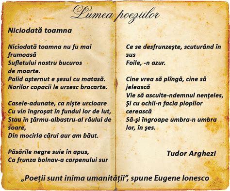 niciodata toamna tudor arghezi comentariu|Poezia Niciodata toamna, scrisa de Tudor Arghezi .